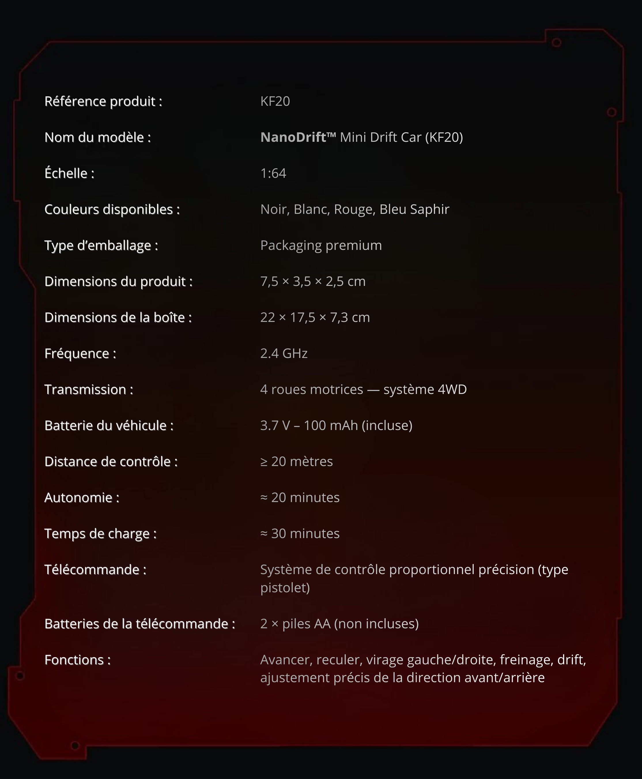 911 NanoDrift™ – Édition Noir Onyx | Voiture RC Drift Haute Précision