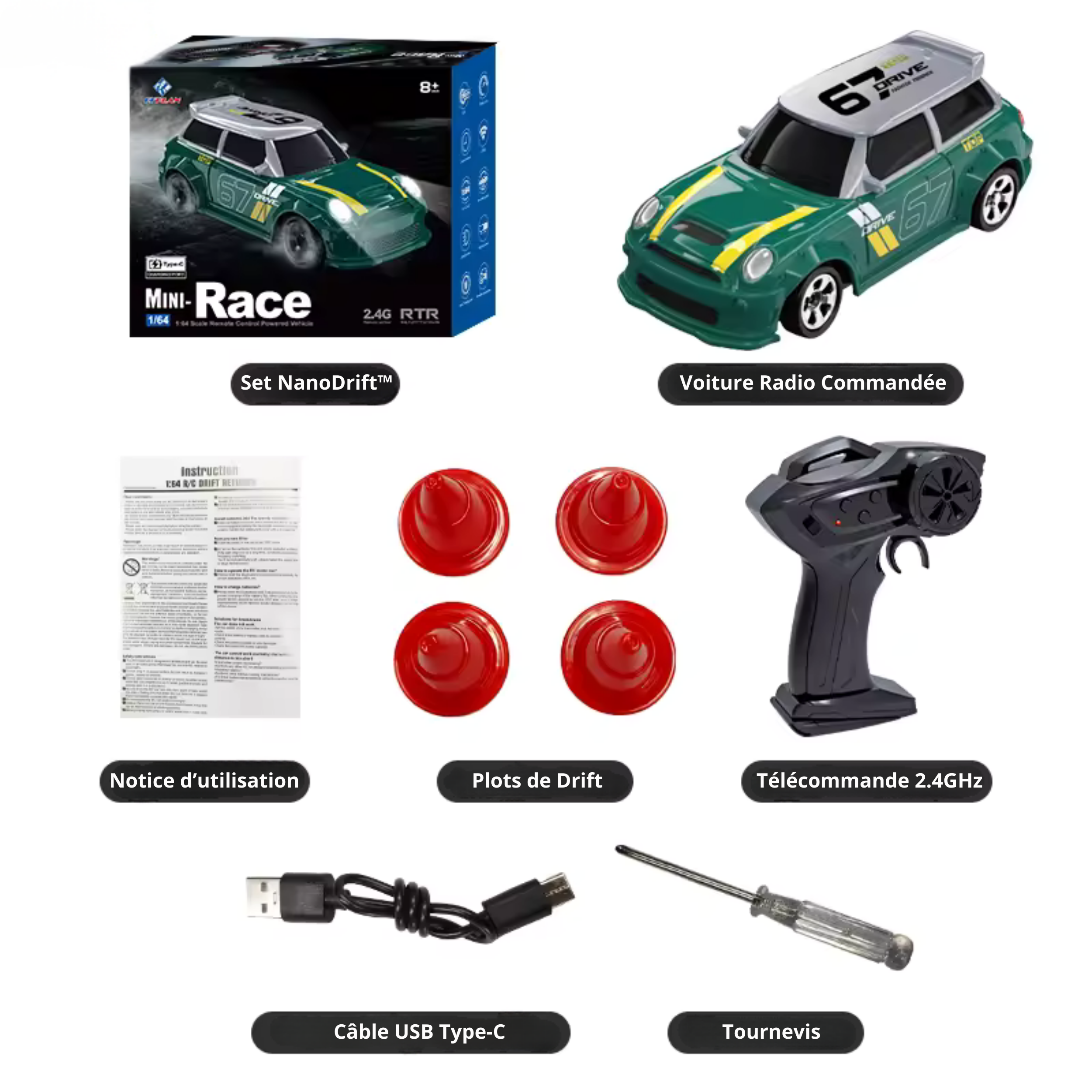 NanoDrift™ Mini – Édition Rallye | Voiture RC Compacte Ultra Agile